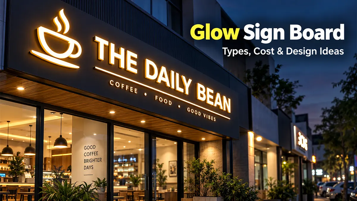 Glow sign board for business storefront