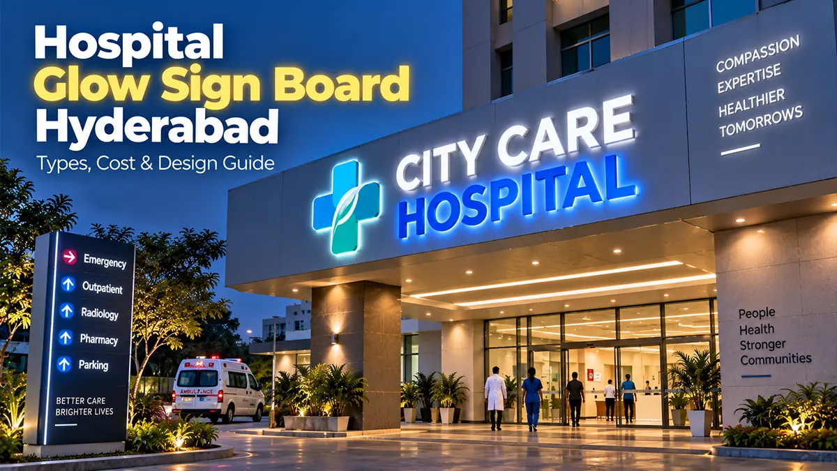 Hospital glow sign board in Hyderabad