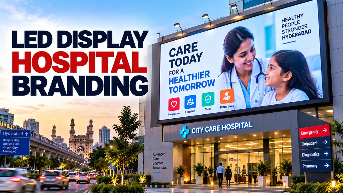 LED display and digital outdoor branding for hospitals in Hyderabad