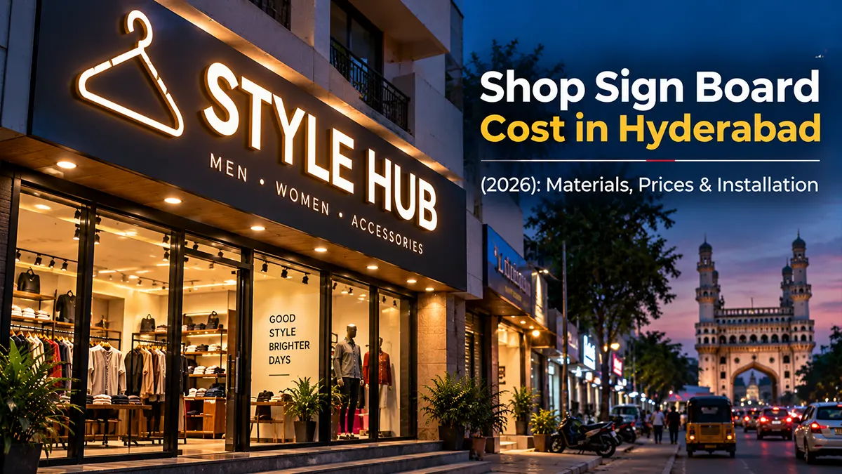 Shop sign board in Hyderabad